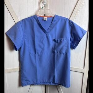 Medline Mens Scrub Top Size Small Blue Short Sleeve One Pocket
